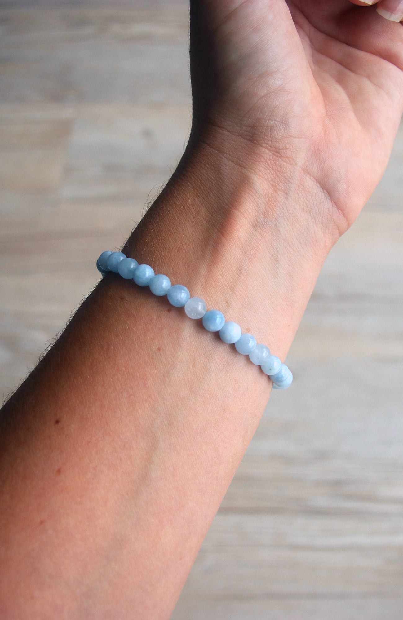 Aquamarine 6mm Bead Bracelet AA